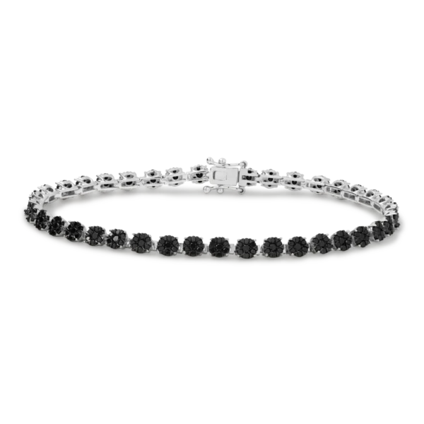 Bratara tennis din aur alb cu diamante negre de 3.021ct