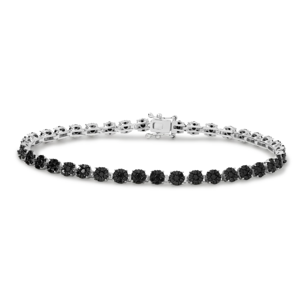 Bratara tennis din aur alb cu diamante negre de 3.204ct