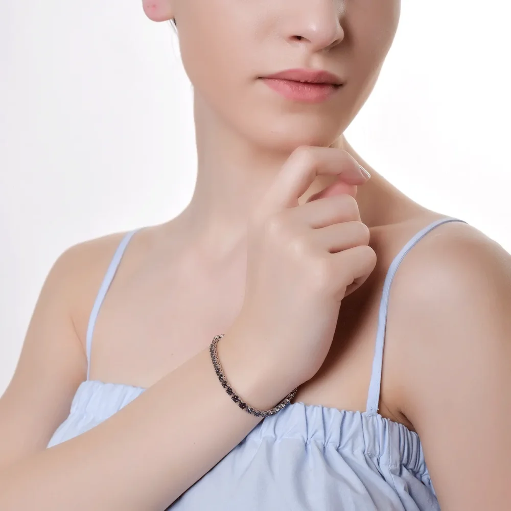 Bratara tennis din aur alb cu diamante negre de 3.204ct - imagine 2