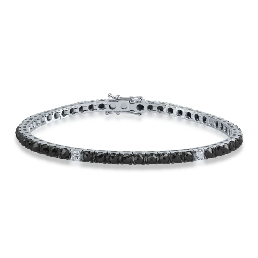 Bratara tennis din aur alb cu diamante negre rose de 4.6ct si diamante transparente de 0.4ct