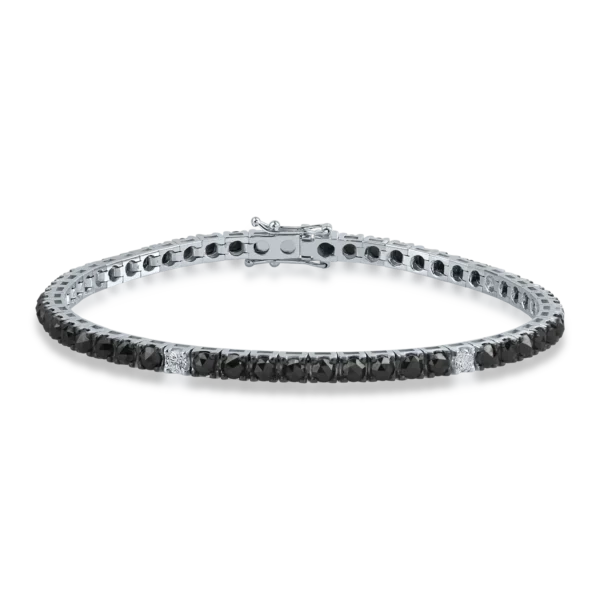 Bratara tennis din aur alb cu diamante negre rose de 4.6ct si diamante transparente de 0.4ct