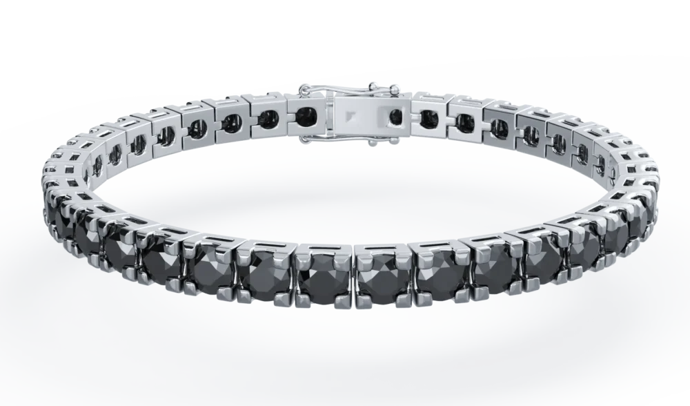 Bratara tennis din aur alb cu diamante negre rose de 6ct