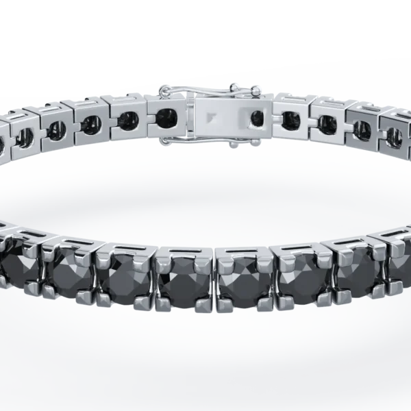 Bratara tennis din aur alb cu diamante negre rose de 6ct