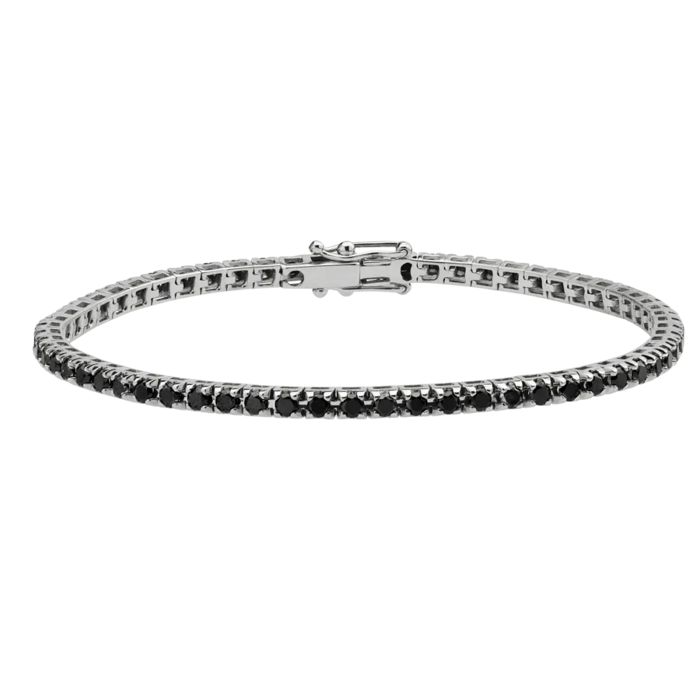 Bratara tennis din aur alb cu diamante negre de 8.5ct