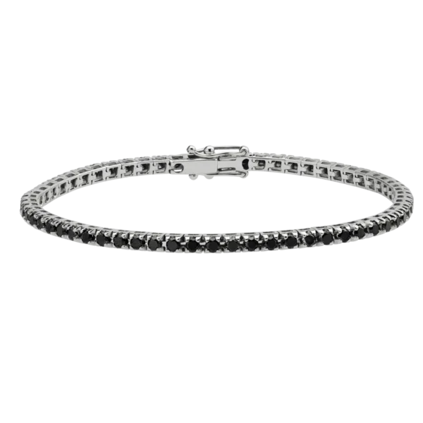 Bratara tennis din aur alb cu diamante negre de 8.5ct