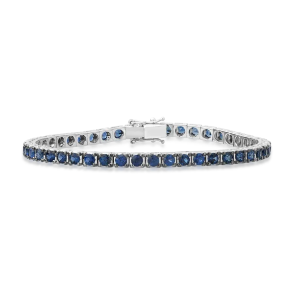 Bratara tennis din aur alb cu safire de 6.7ct