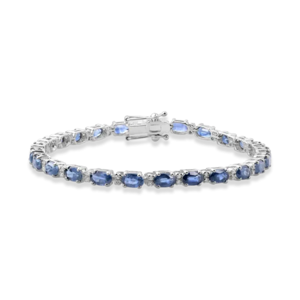 Bratara tennis din aur alb cu safire ovale de 9.2ct si diamante de 0.3ct