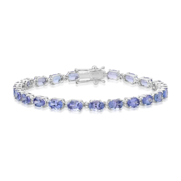 Bratara tennis din aur alb cu tanzanite ovale de 10.89ct si diamante de 0.26ct