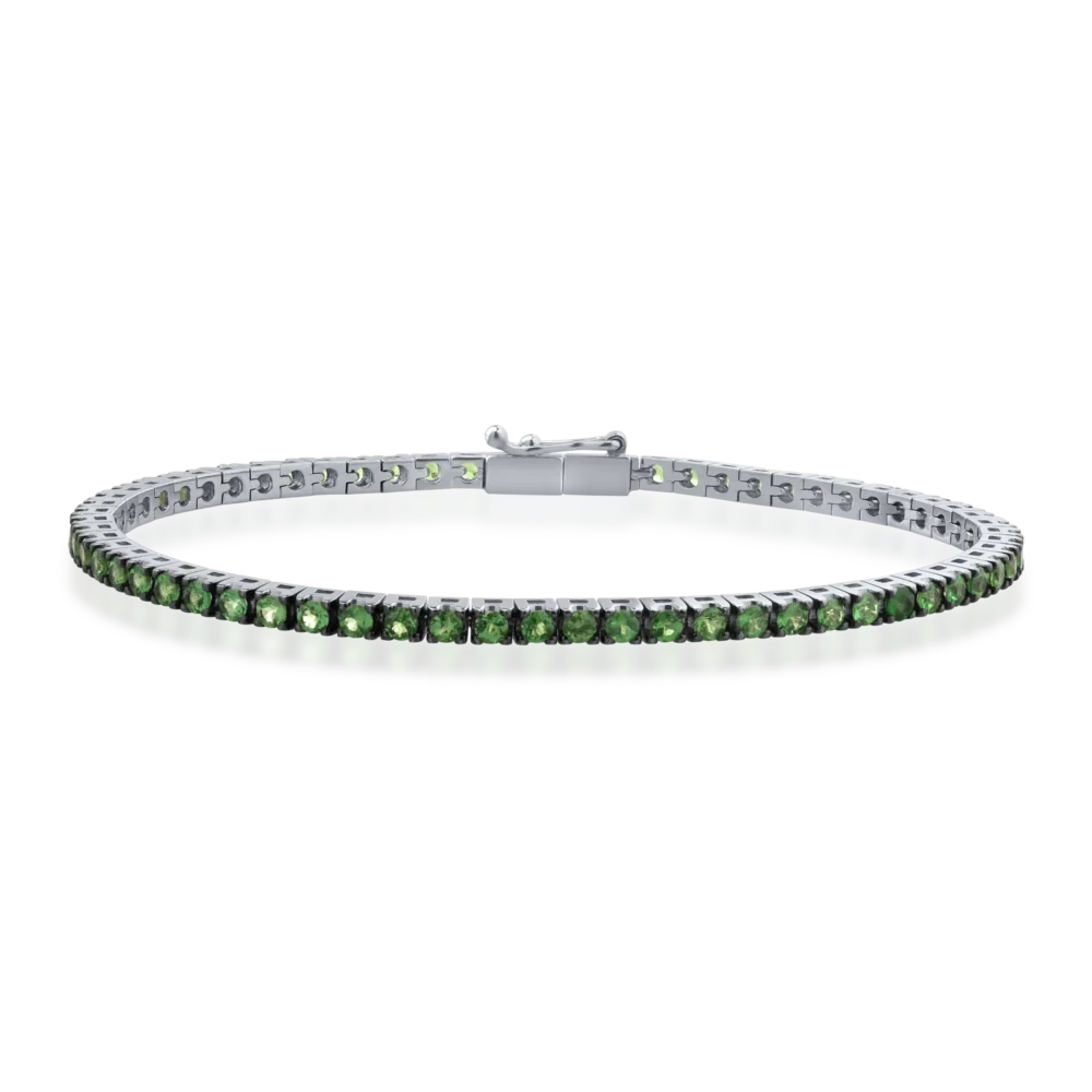 Bratara tennis din aur alb cu tsavorite de 3ct