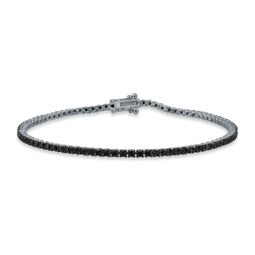 Bratara tennis din aur alb-negru cu diamante negre de 4.5ct