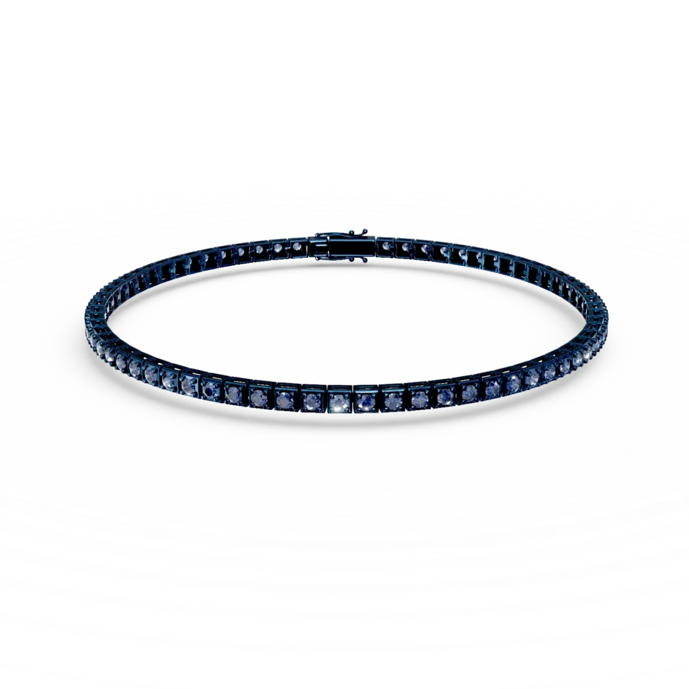 Bratara tennis din aur albastru cu diamante albastre de 1ct