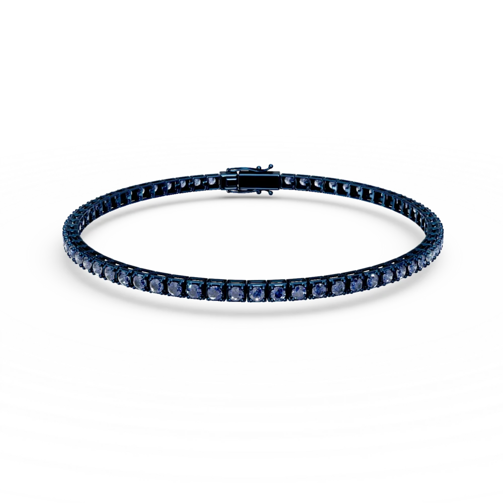 Bratara tennis din aur albastru cu diamante albastre de 2ct