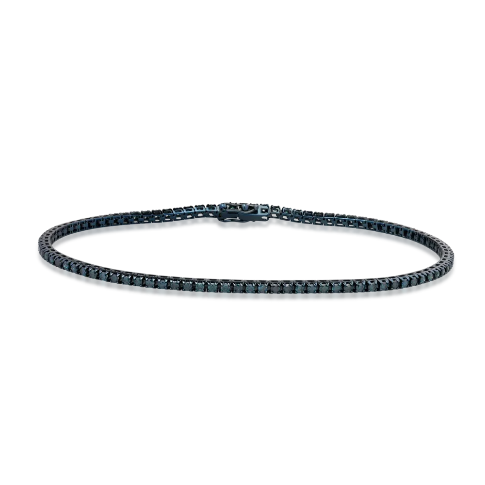 Bratara tennis din aur albastru cu diamante albastre de 1.7ct