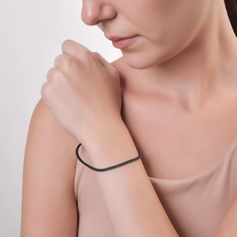 Bratara tennis din aur albastru cu diamante albastre de 1.7ct - imagine 2