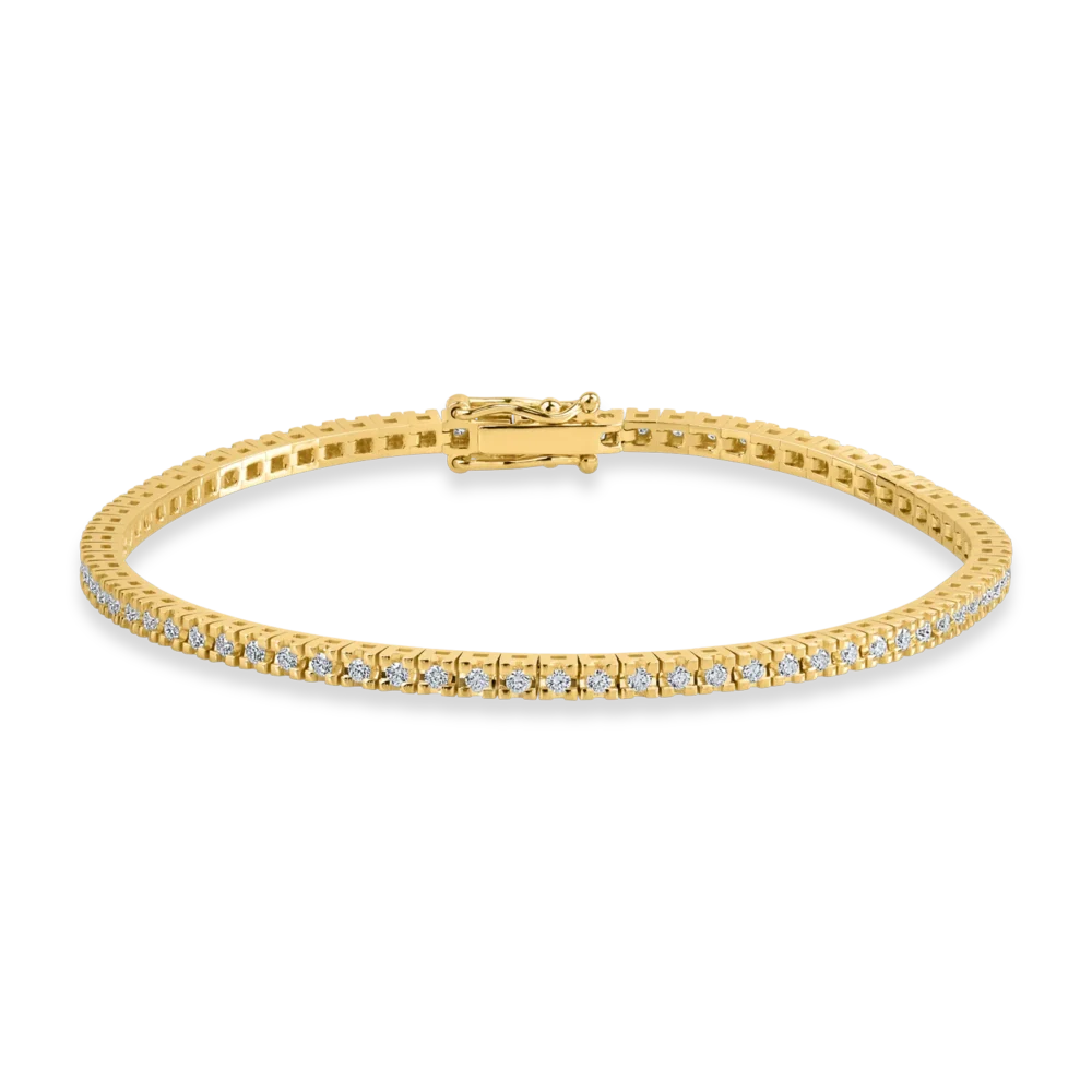 Bratara tennis din aur galben cu diamante de 0.91ct