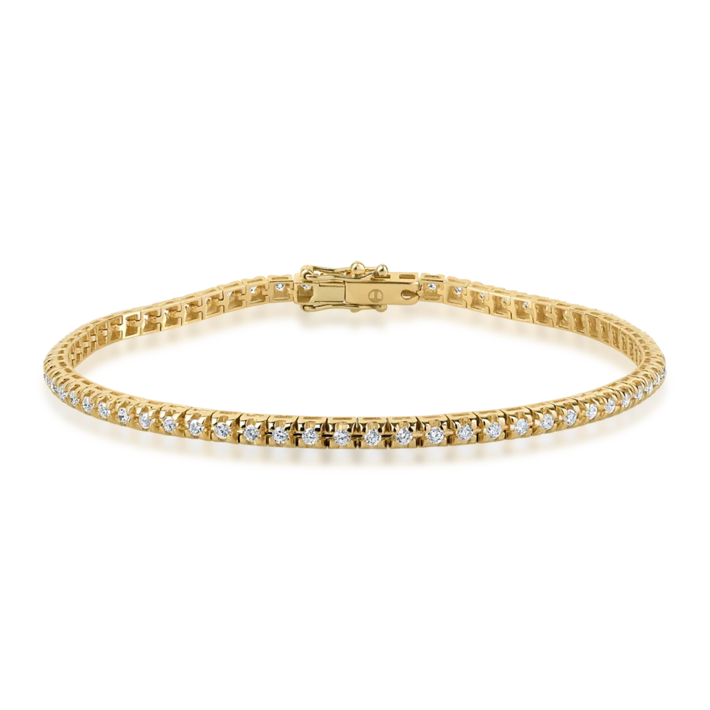 Bratara tennis din aur galben cu diamante de 1.3ct