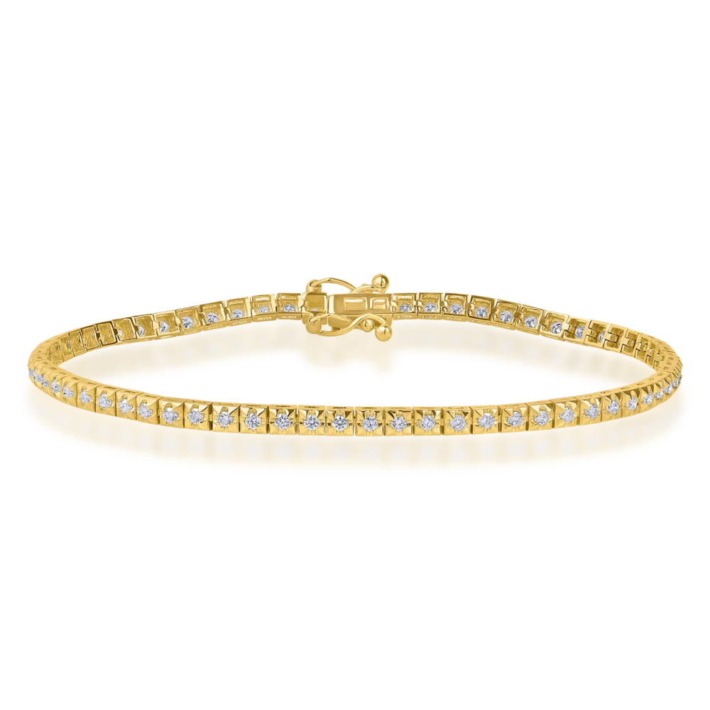 Bratara tennis din aur galben cu diamante de 1ct
