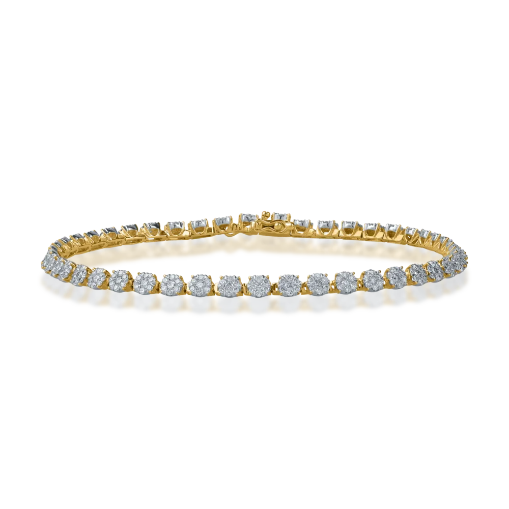 Bratara tennis din aur galben cu diamante de 2ct