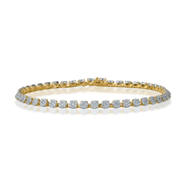 Bratara tennis din aur galben cu diamante de 2ct