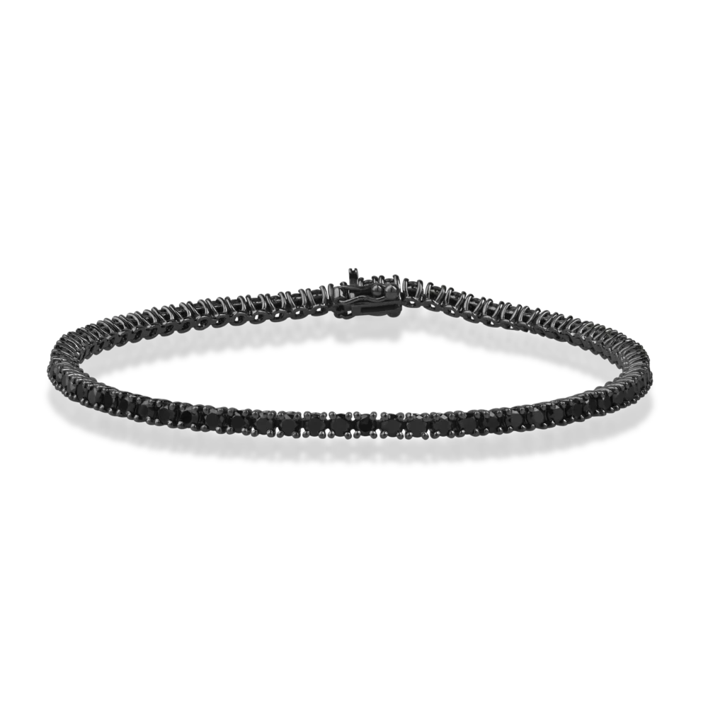 Bratara tennis din aur negru cu diamante negre de 3.5ct