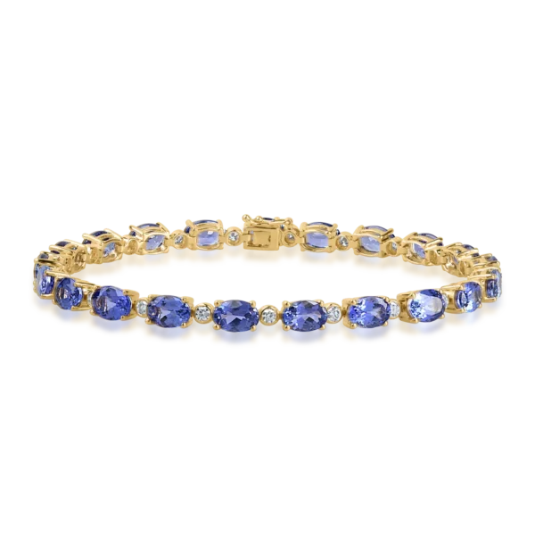 Bratara tennis din aur galben cu tanzanite ovale de 13.05ct si diamante de 0.85ct