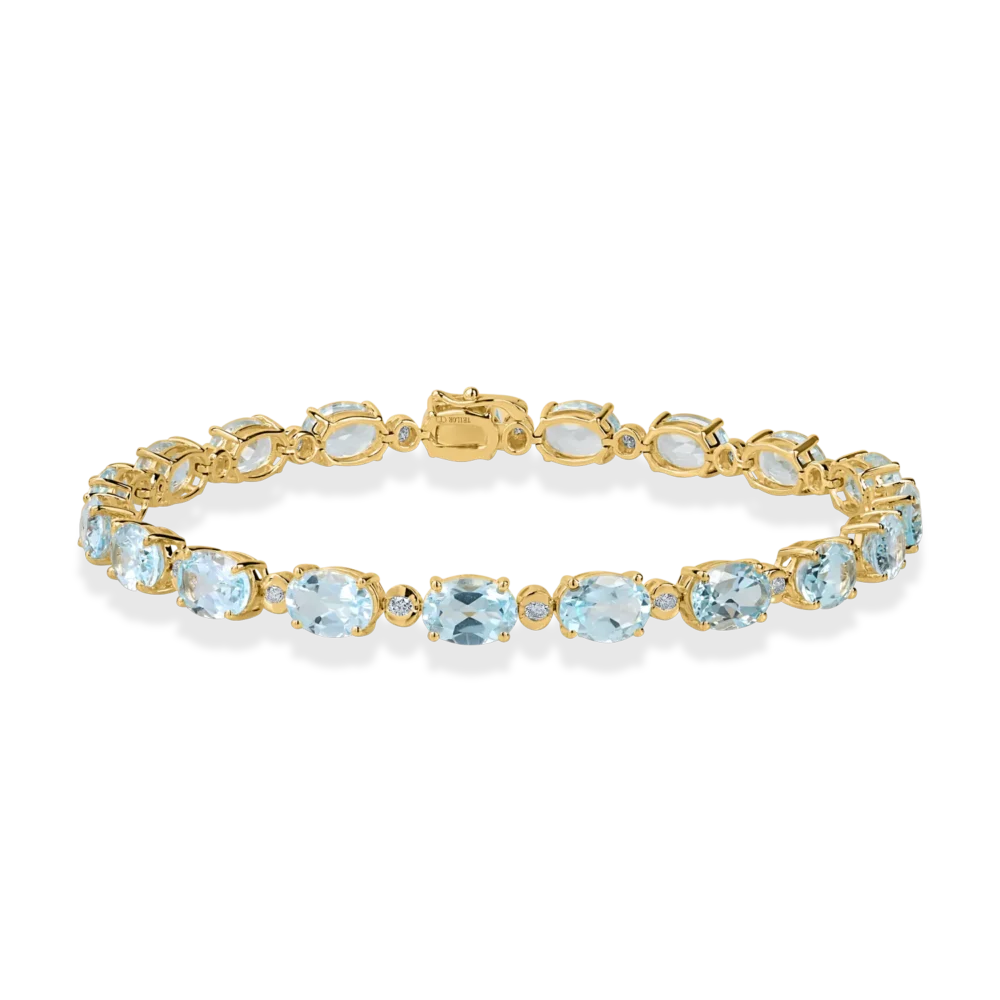 Bratara tennis din aur galben cu topaze ovale de 15.2ct si diamante de 0.3ct