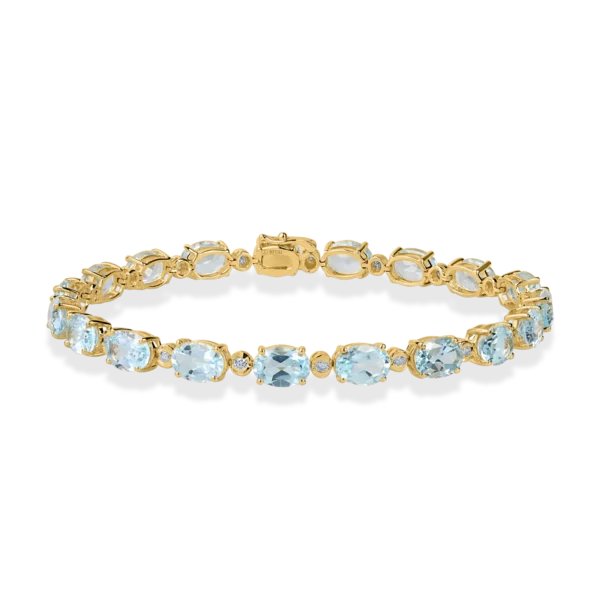 Bratara tennis din aur galben cu topaze ovale de 15.2ct si diamante de 0.3ct