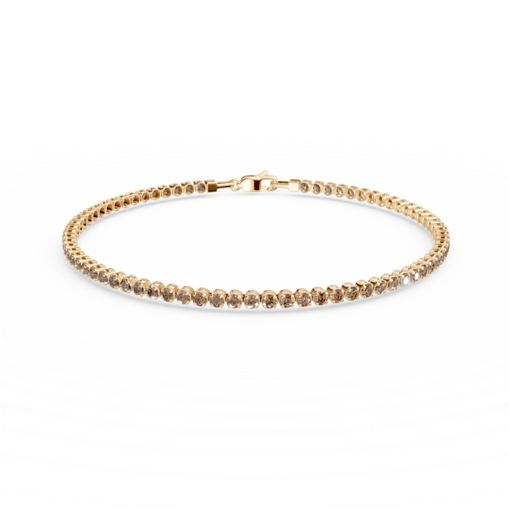 Bratara tennis din aur galben cu zirconia maro
