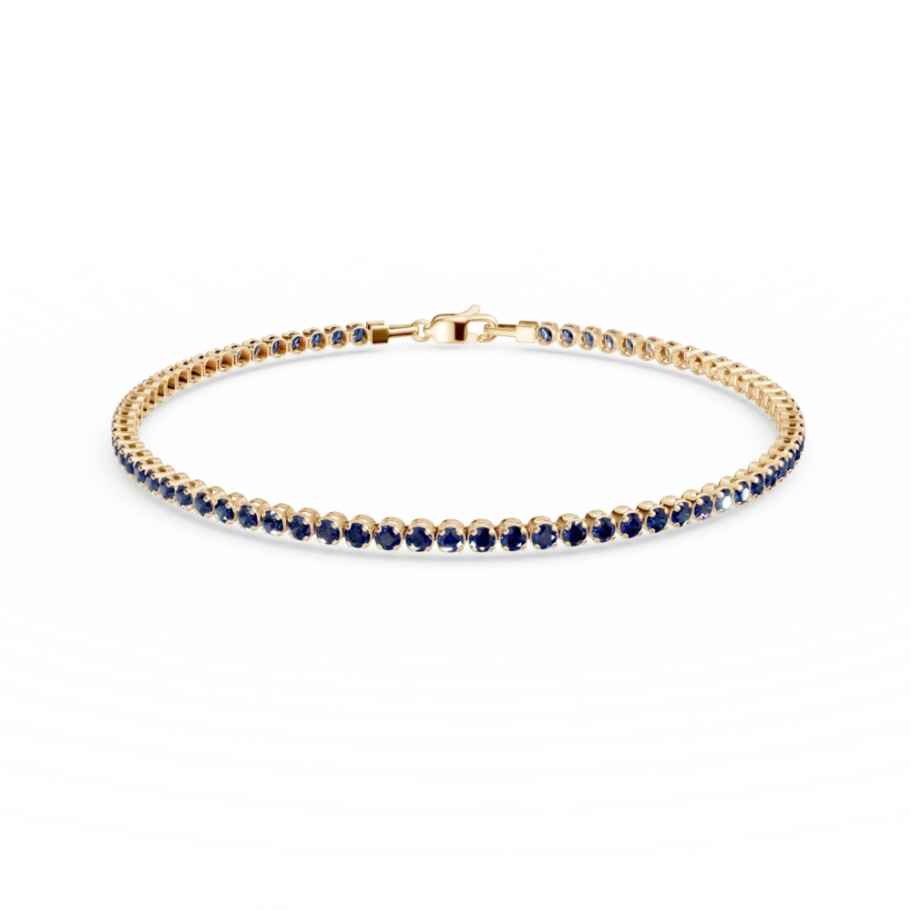 Bratara tennis din aur galben cu zirconii albastre