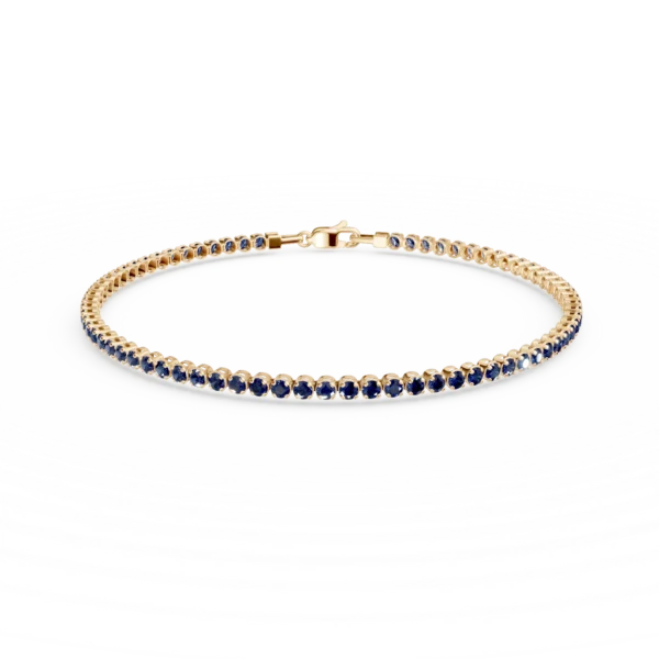 Bratara tennis din aur galben cu zirconii albastre