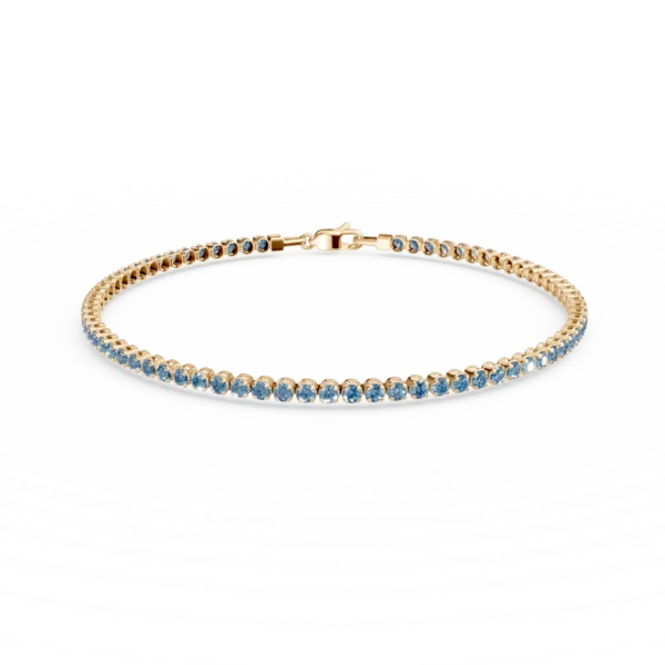 Bratara tennis din aur galben cu zirconii albastre
