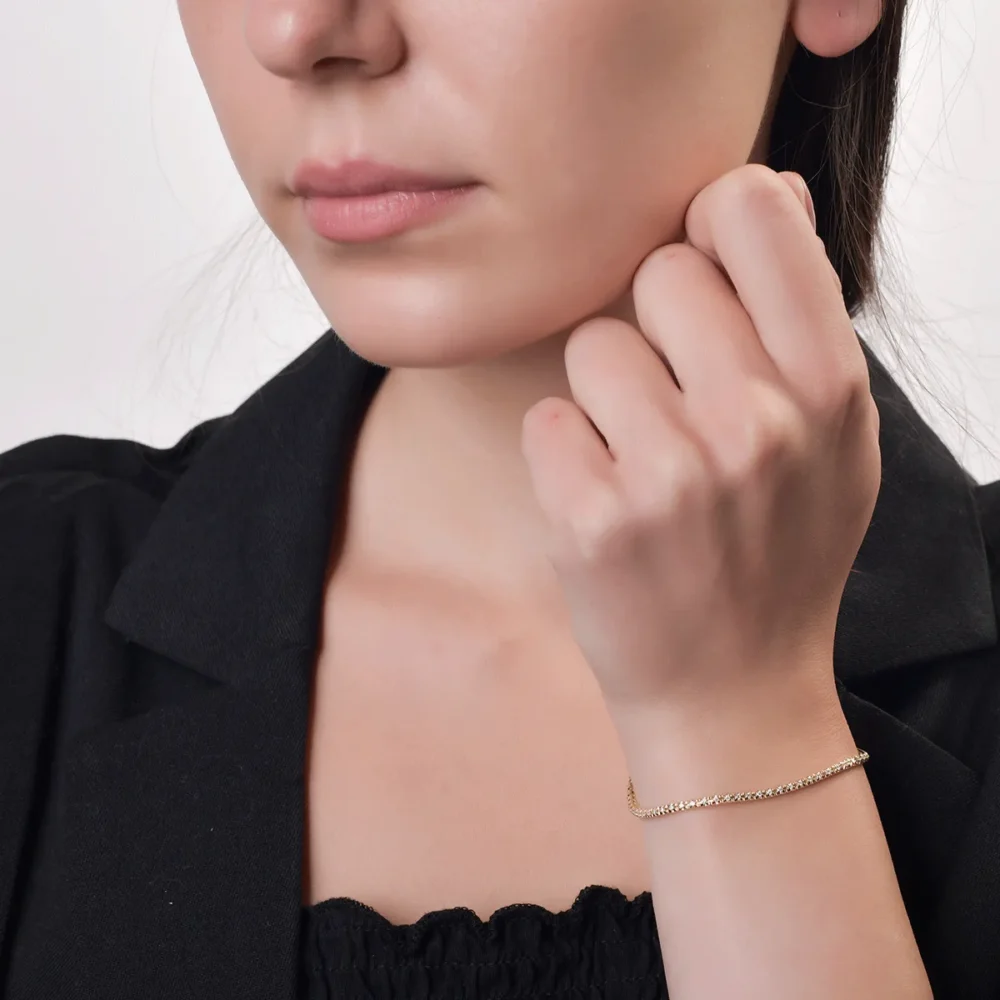 Bratara tennis din aur galben cu diamante de 0.55ct - imagine 2