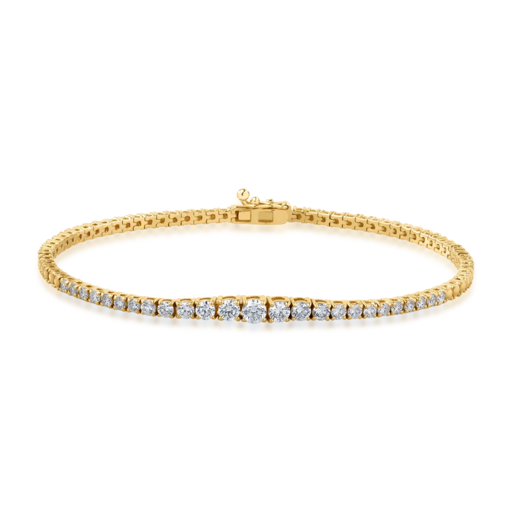Bratara tennis din aur galben cu diamante de 1.14ct