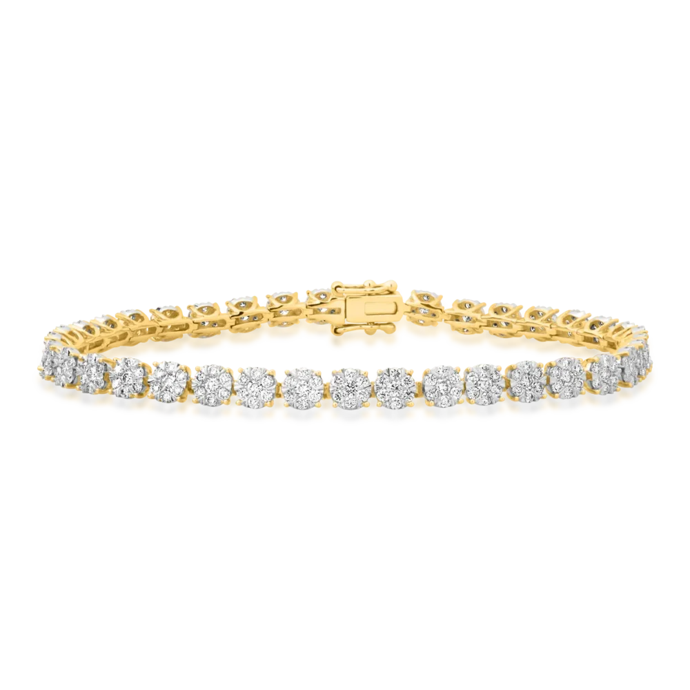 Bratara tennis din aur galben cu diamante de 3ct