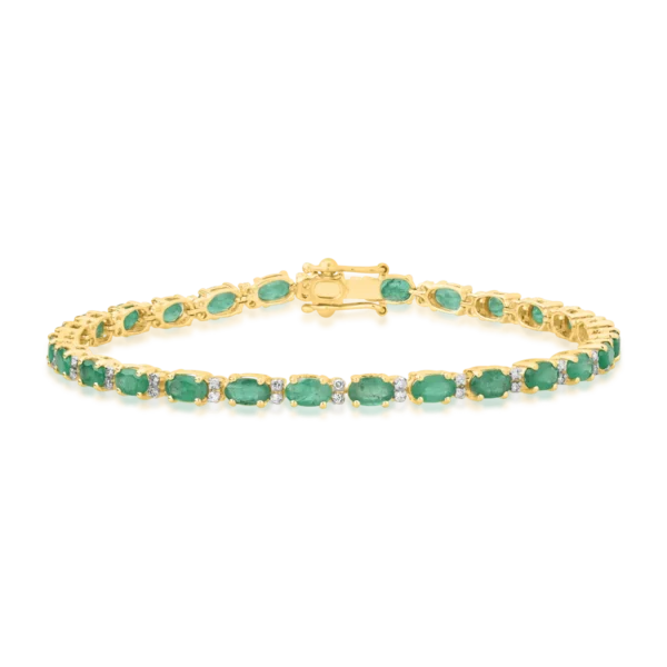 Bratara tennis din aur galben cu smaralde ovale de 5.45ct si diamante de 0.3ct