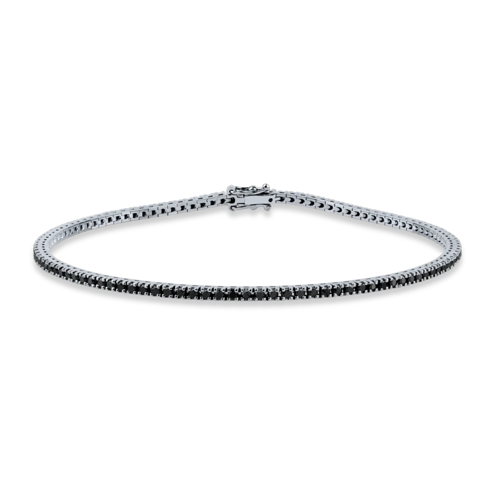 Bratara tennis din aur negru cu diamante negre de 1.05ct