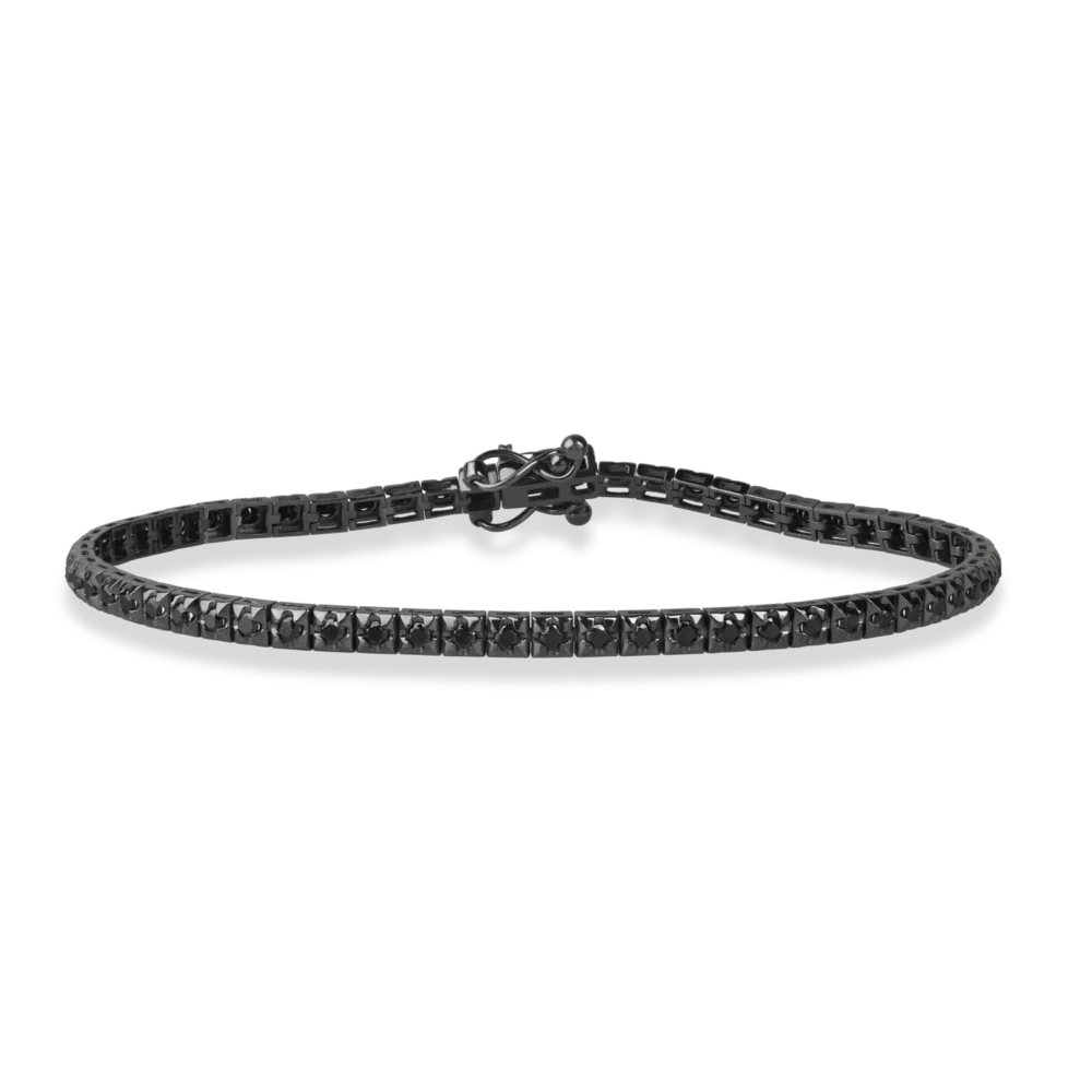 Bratara tennis din aur negru cu diamante negre de 1ct