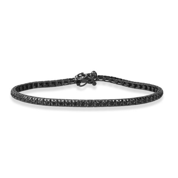 Bratara tennis din aur negru cu diamante negre de 1ct