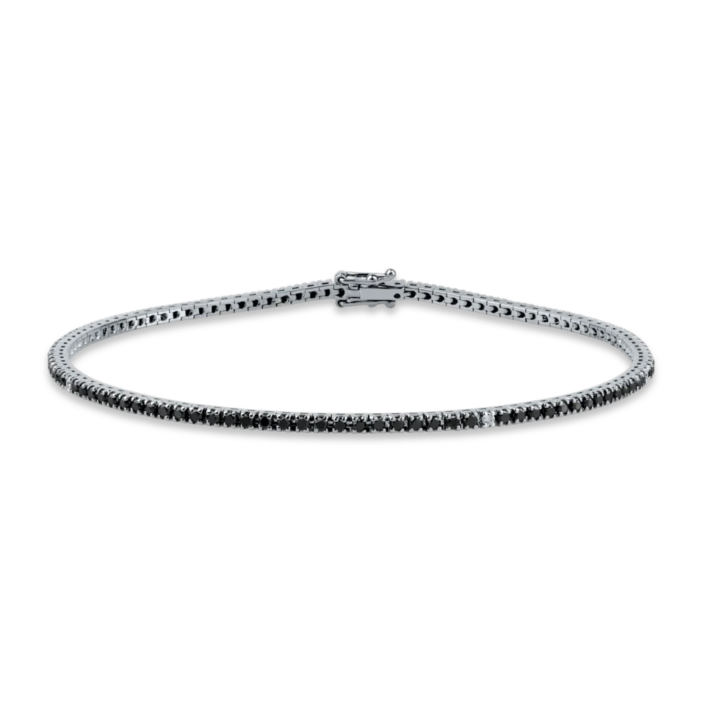 Bratara tennis din aur negru cu diamante negre de 1.4ct si diamante incolore de 0.05ct