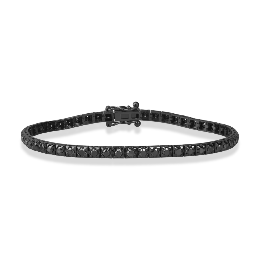 Bratara tennis din aur negru cu diamante negre de 2ct