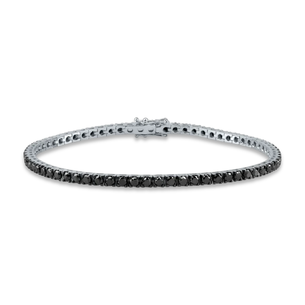 Bratara tennis din aur negru cu diamante negre de 3.8ct