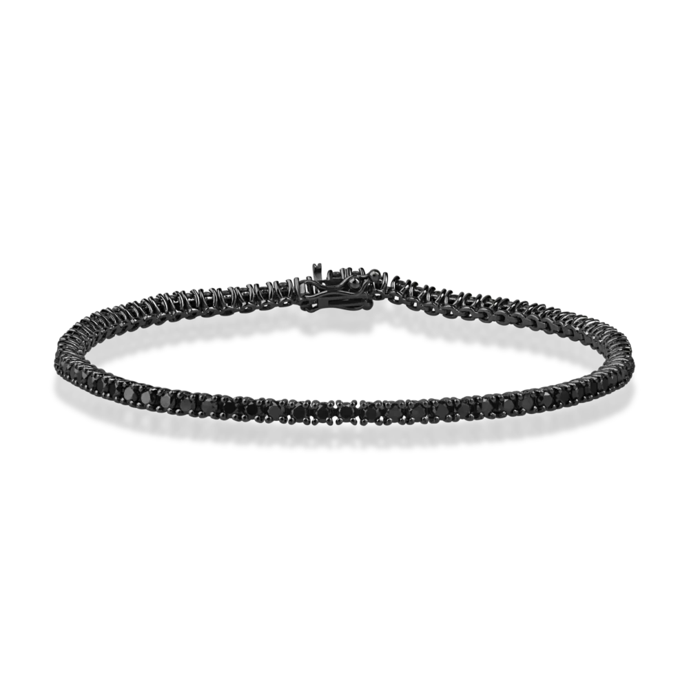 Bratara tennis din aur negru cu diamante negre de 3ct