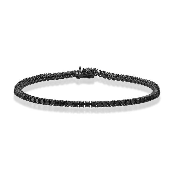 Bratara tennis din aur negru cu diamante negre de 3ct