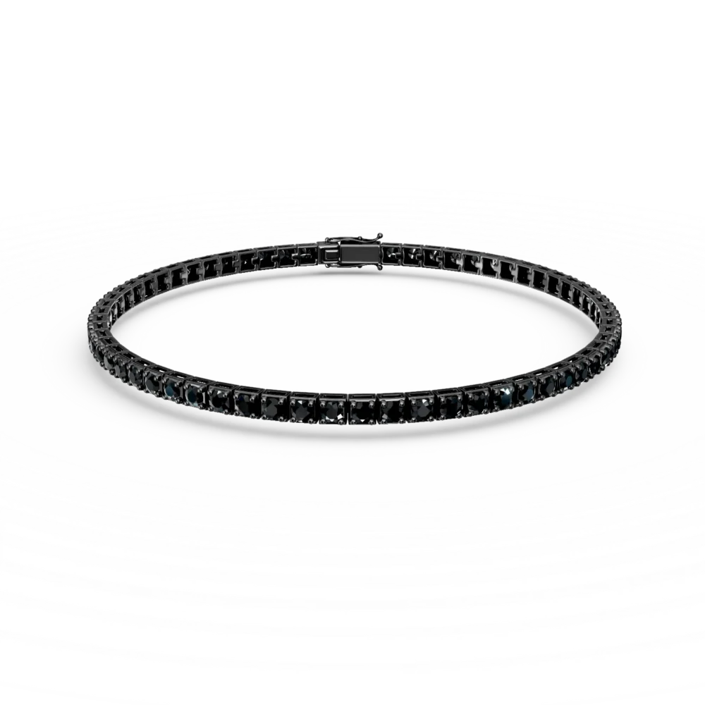 Bratara tennis din aur negru cu diamante negre de 4.7ct