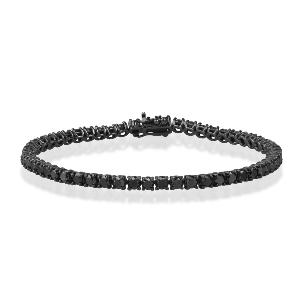 Bratara tennis din aur negru cu diamante negre de 6ct