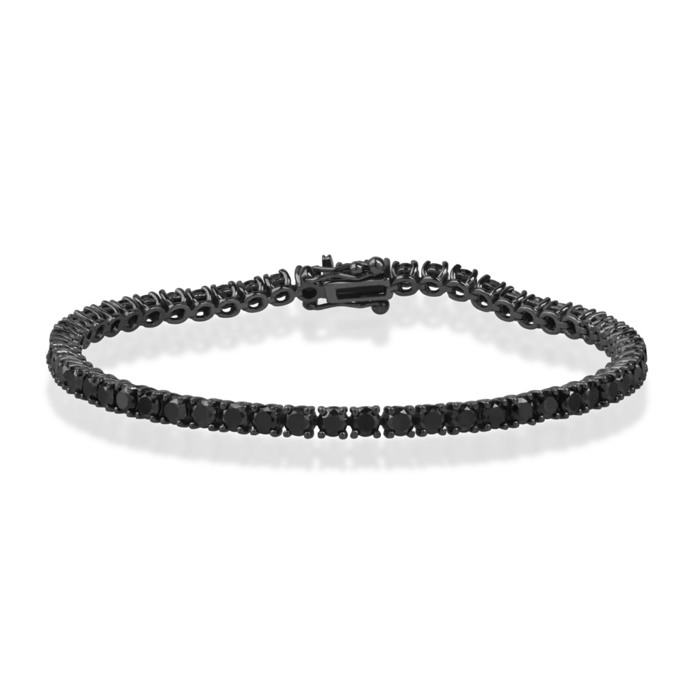 Bratara tennis din aur negru cu diamante negre de 6ct