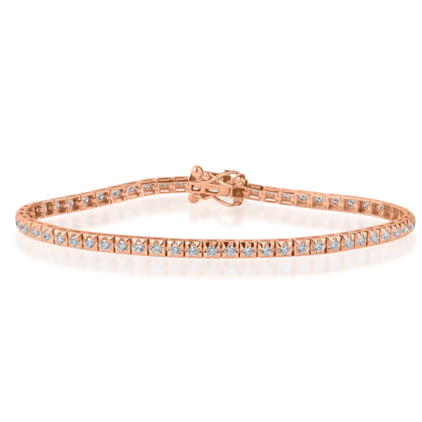 Bratara tennis din aur roz cu diamante 1ct