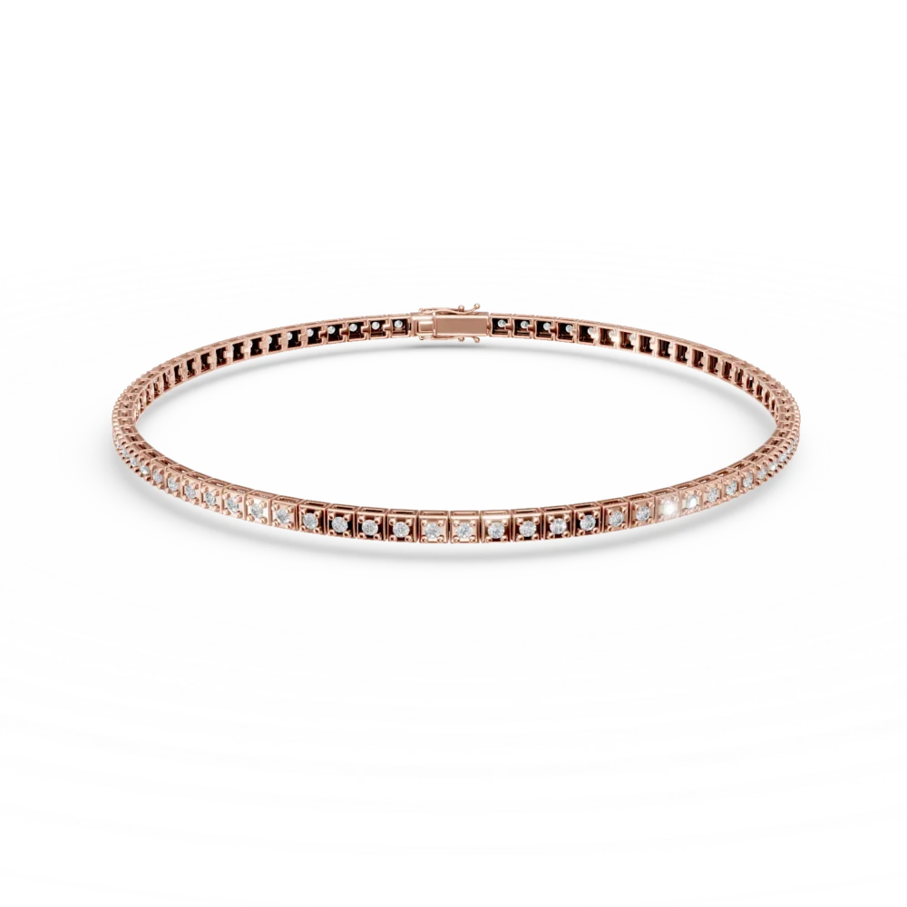 Bratara tennis din aur roz cu diamante de 0.5ct