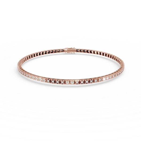 Bratara tennis din aur roz cu diamante de 0.5ct