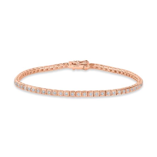 Bratara tennis din aur roz cu diamante de 0.9ct